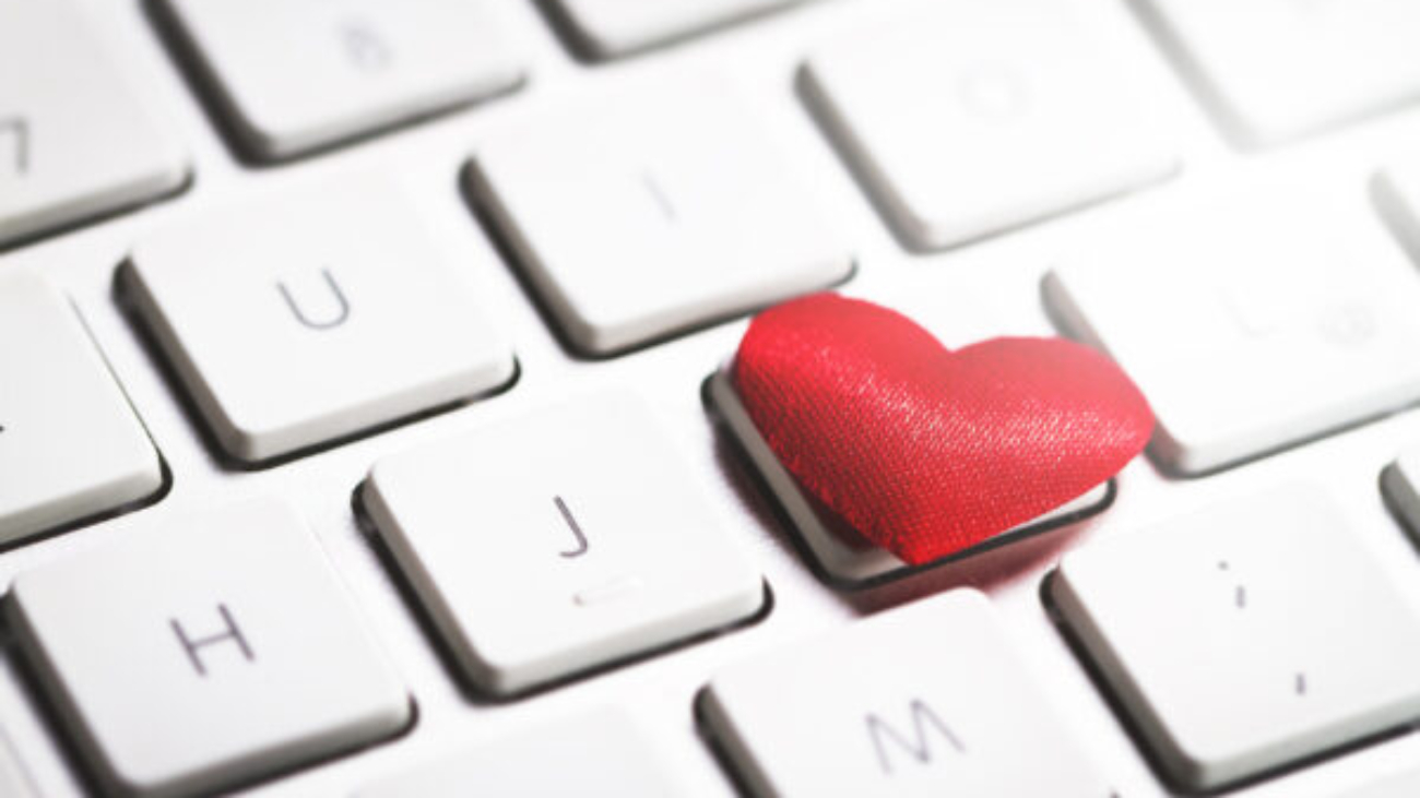 Red Hearts on a Keyboard. Love or Valentine's Day Concept